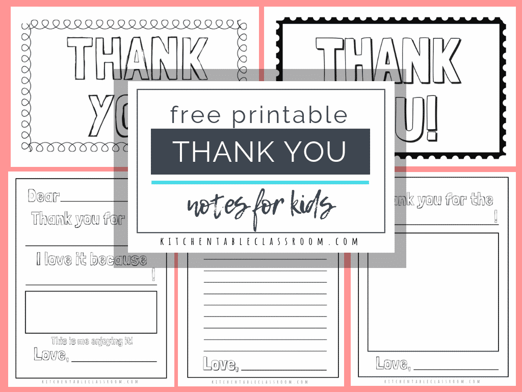 printable thank you cards for kids - the kitchen table classroom